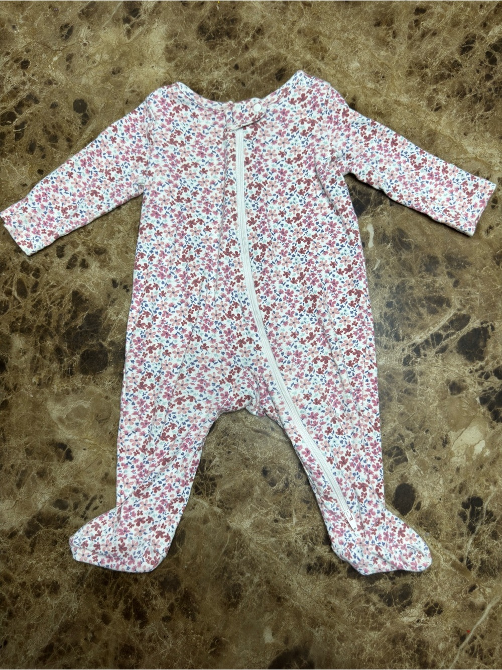 Carter's Pink Floral Zip-Front Footed One-Piece